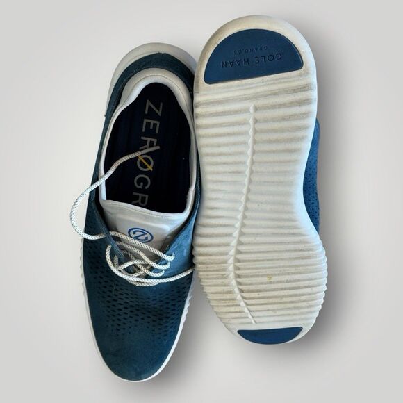 Cole Haan Men\'s ZERØGRAND Lined Laser Wingtip Oxford Milky Blue Suede Shoes 10.5 main image 7